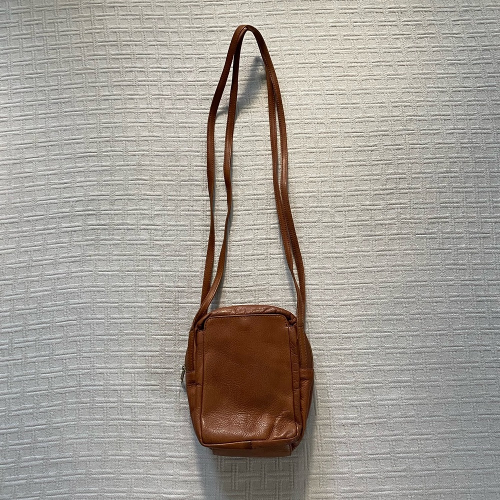 Hobo vintage brown rugged leather crossbody purse.